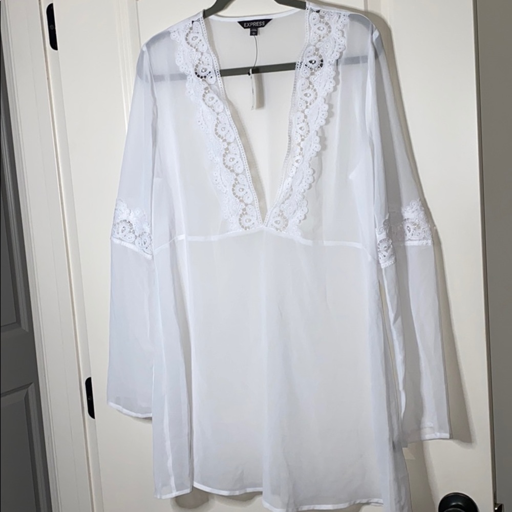 Express Sheer coverup w/ lace NWT